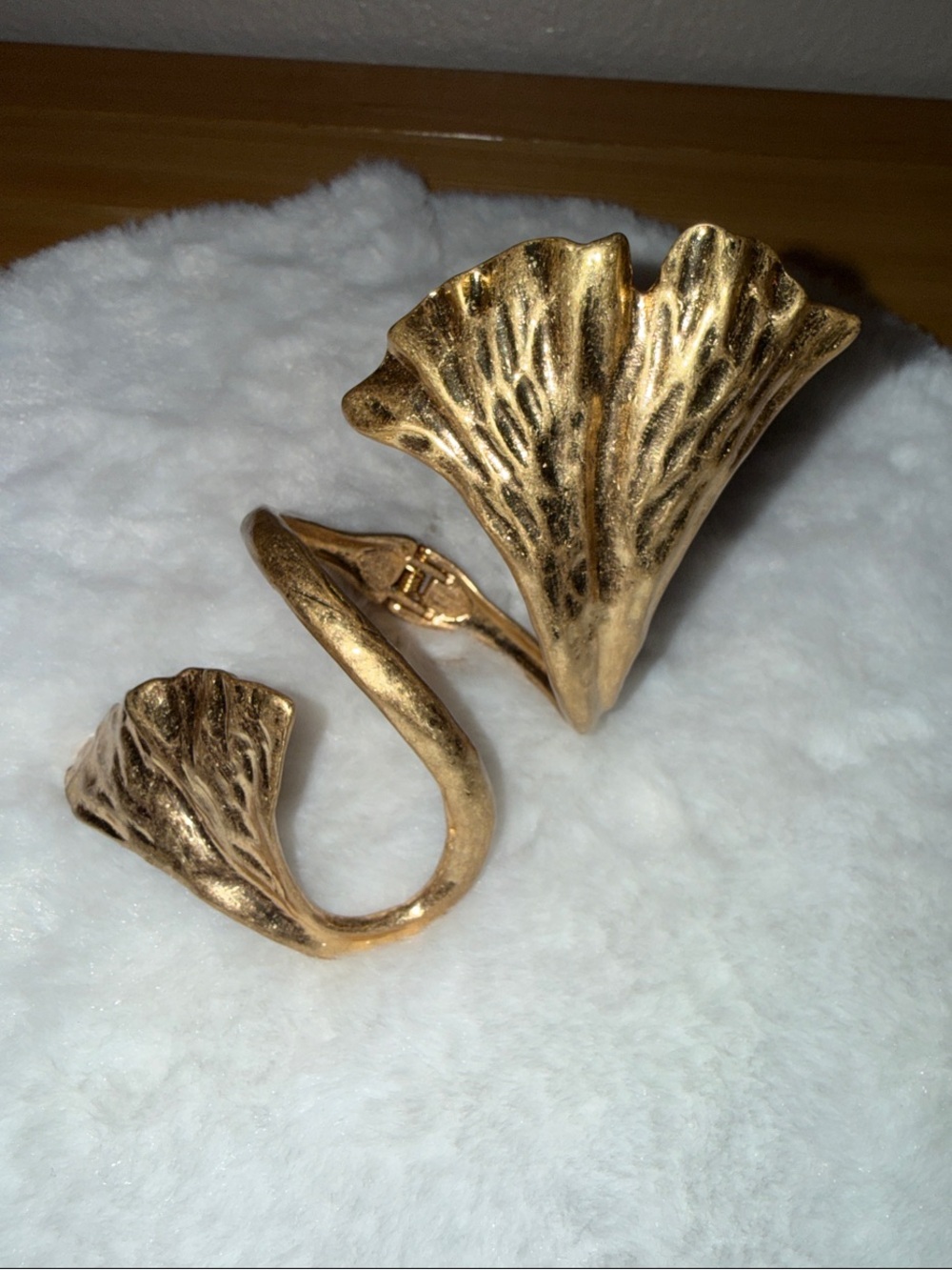 Gold Leaf Sculptural Cuff Bracelet